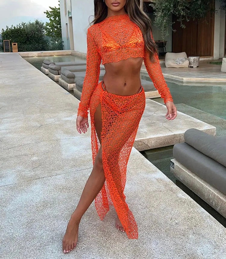 Mesh Beach Cover-Up Set