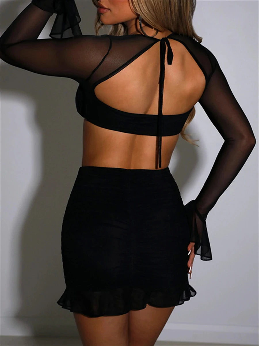 Mesh Sleeved Two-Piece