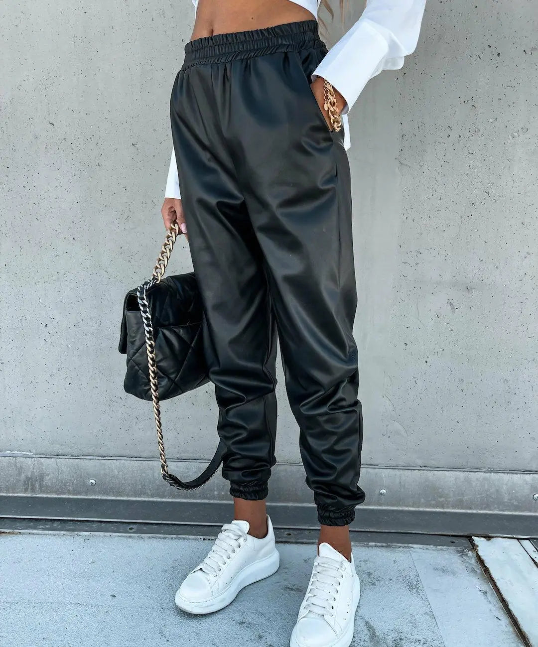 PU Leather Sweatpants