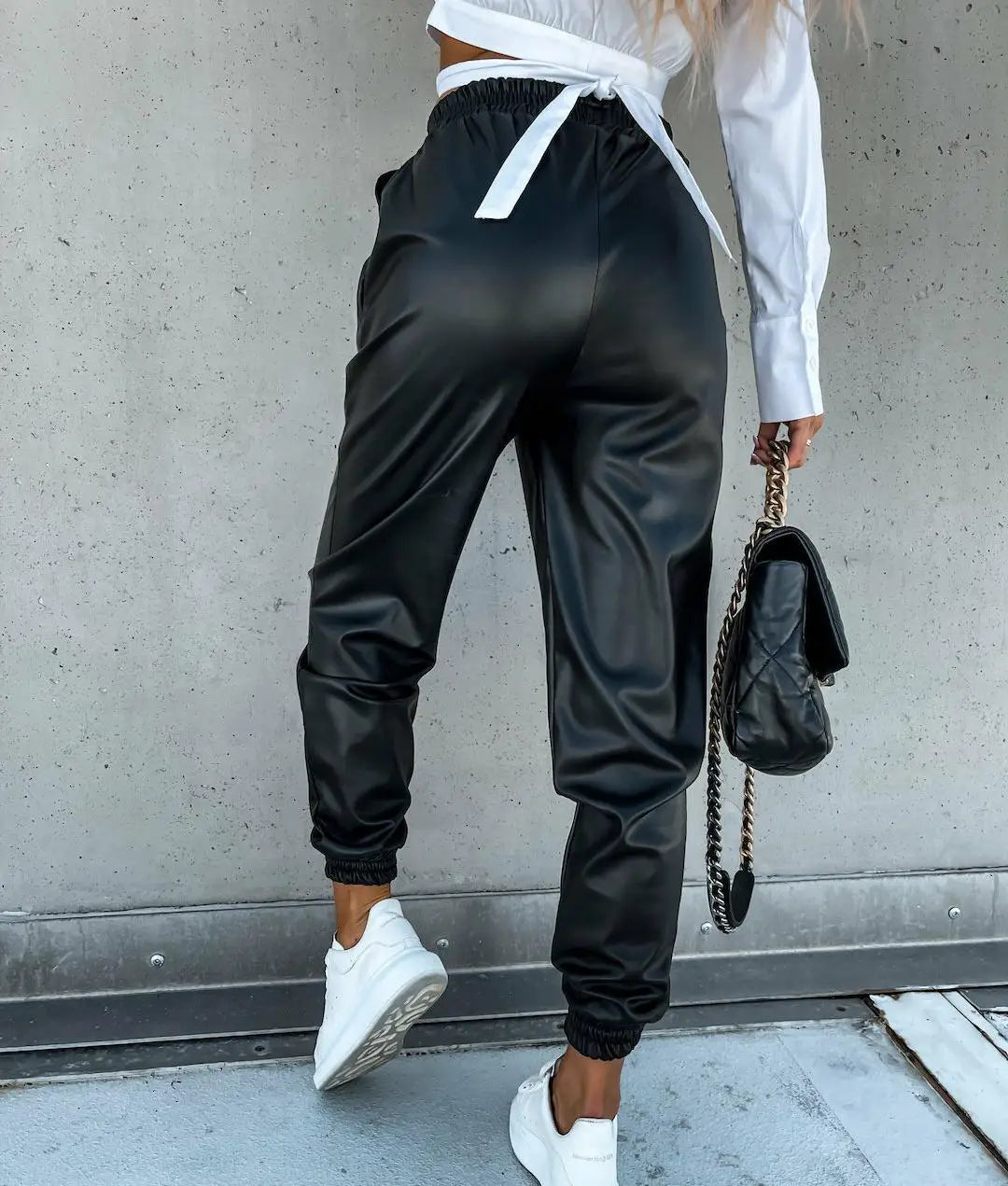 PU Leather Sweatpants