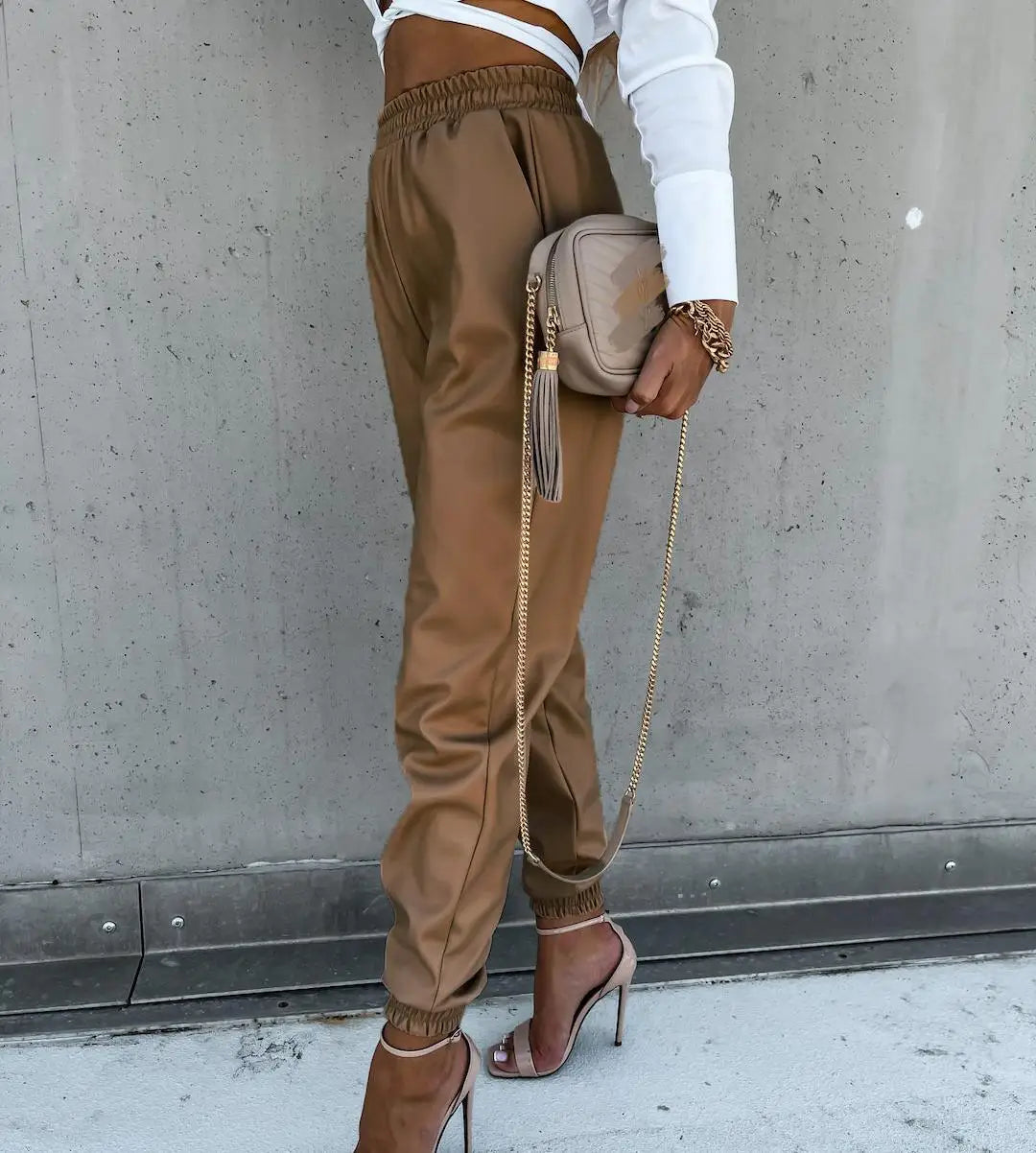 PU Leather Sweatpants
