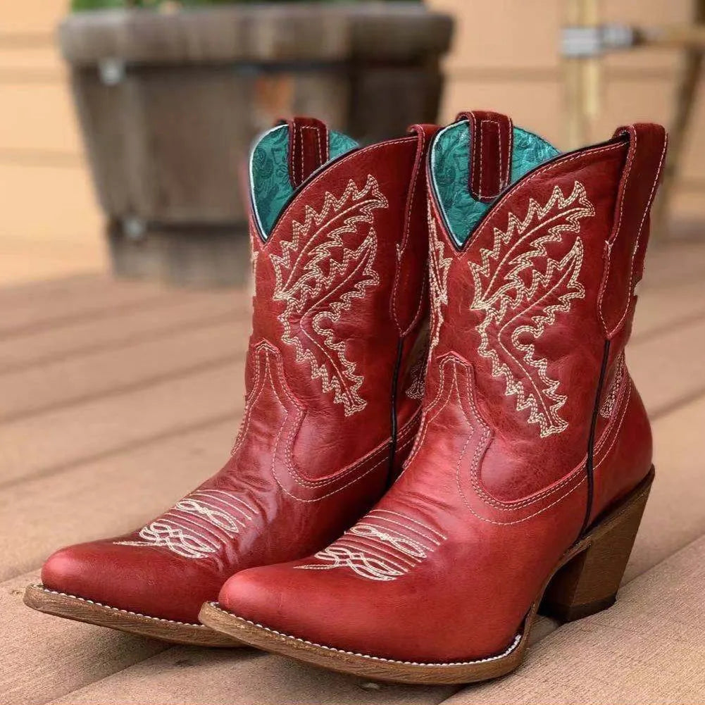 Embroidered Western Cow-Girl Boots
