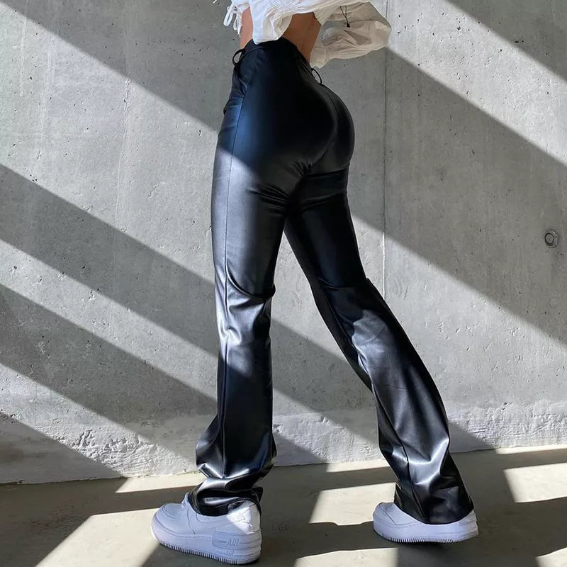 Black PU Leather Pants