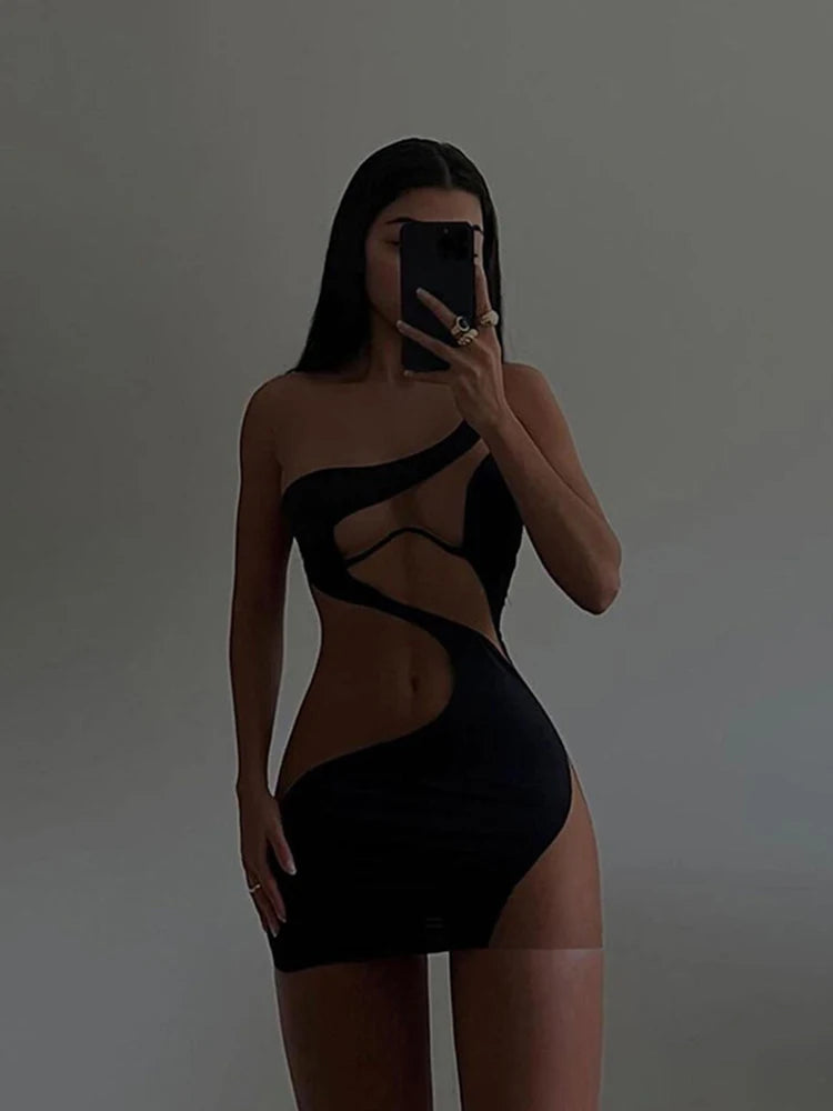 Mesh Swirled Mini Dress
