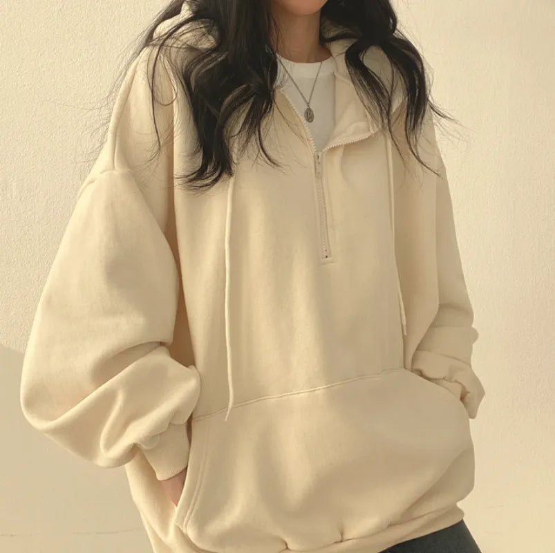 Over Sized Half-Zip Hoodie