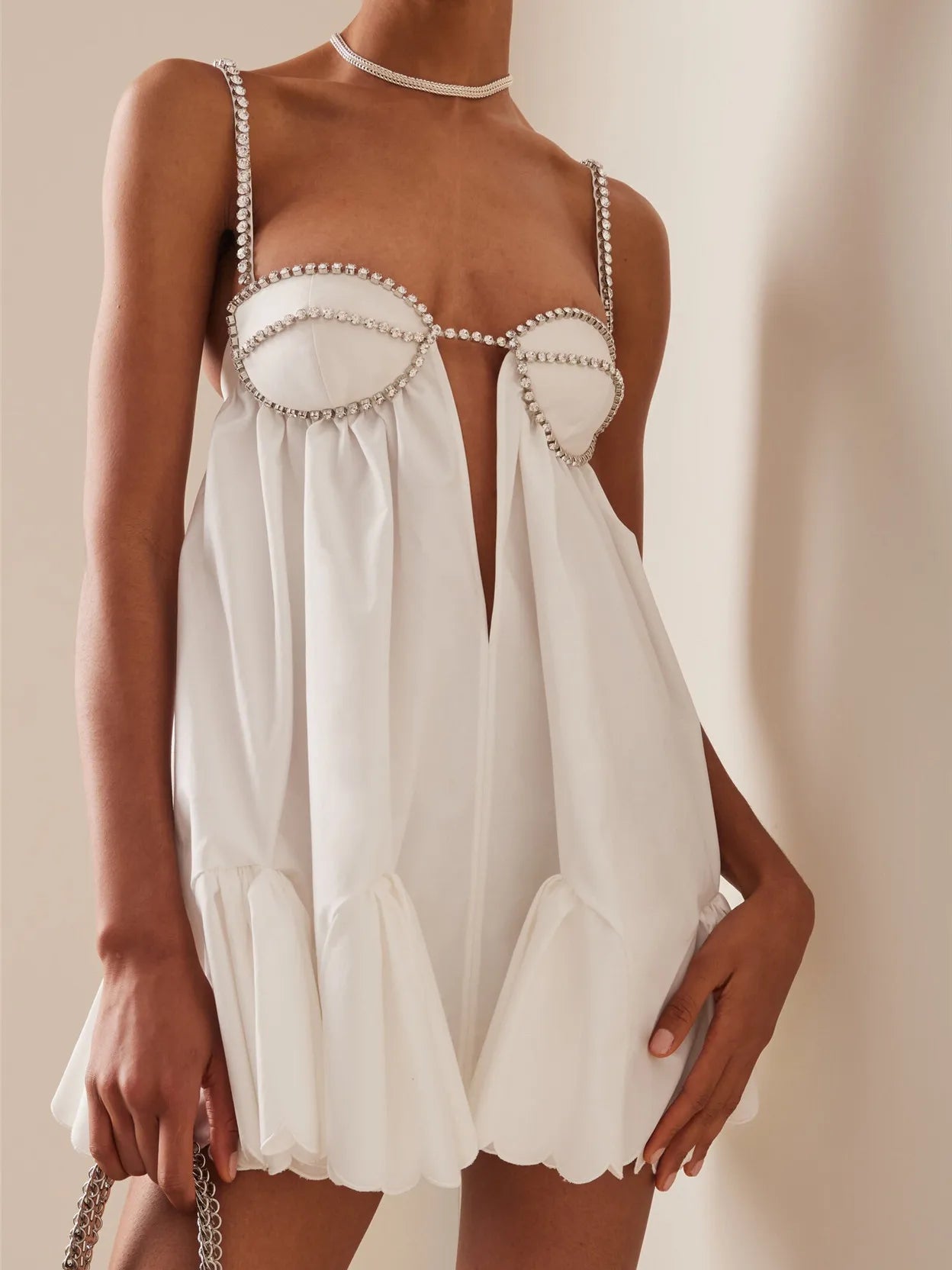 Diamanté Piped Slip Dress