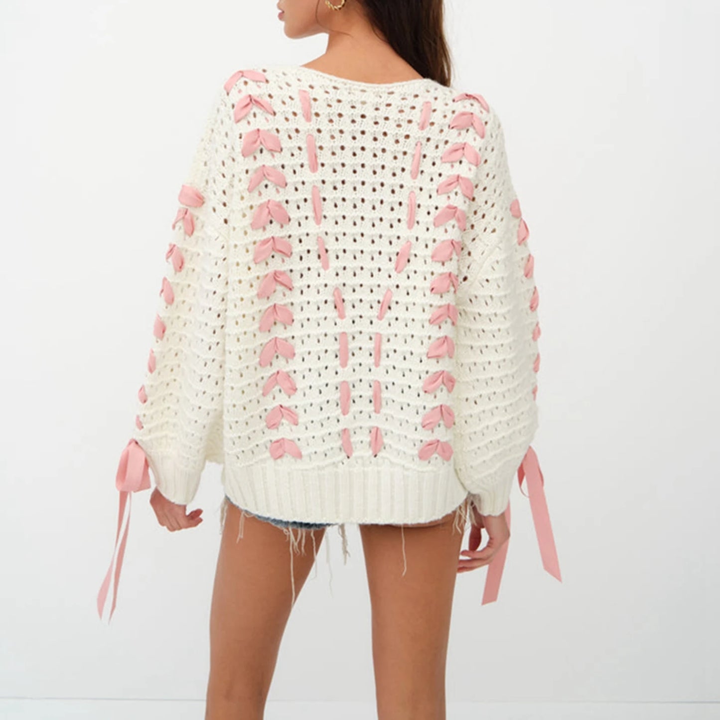 Lace Up Ribbon Sweater