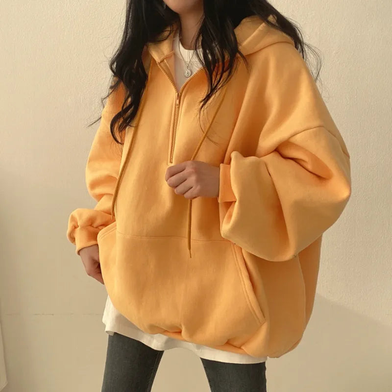 Over Sized Half-Zip Hoodie