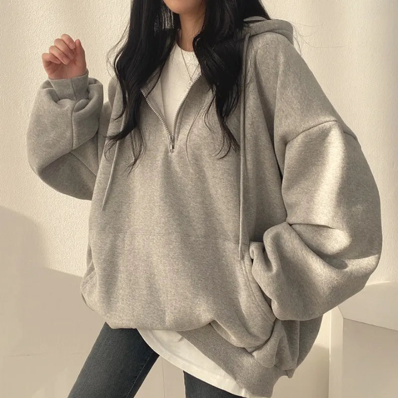 Over Sized Half-Zip Hoodie