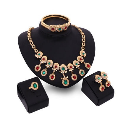 Multicolored Diamond Necklace Jewelry Set