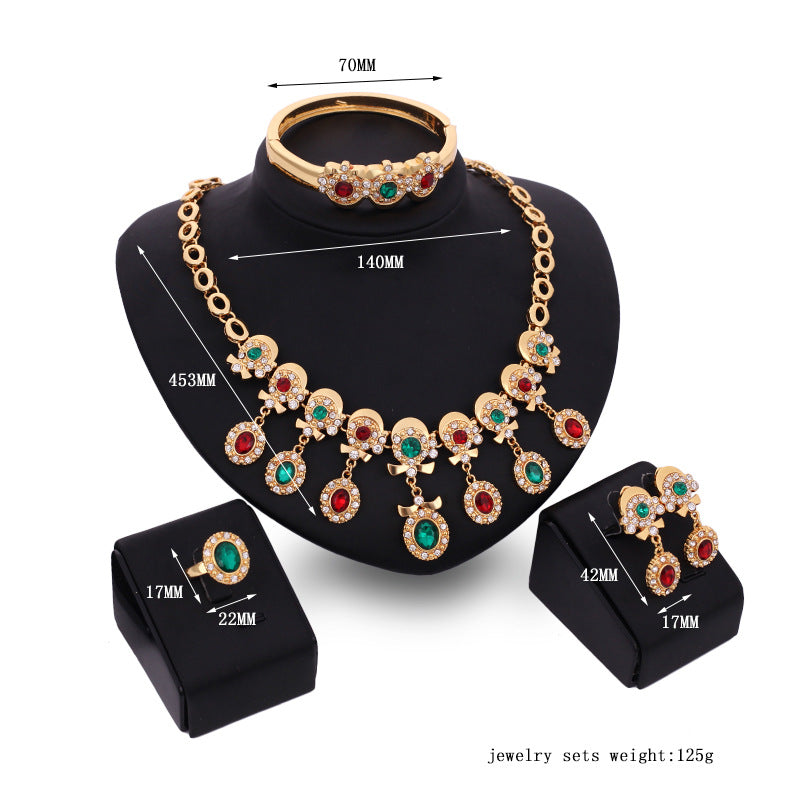 Multicolored Diamond Necklace Jewelry Set