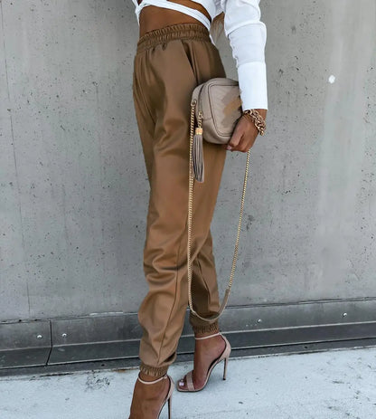 PU Leather Sweatpants
