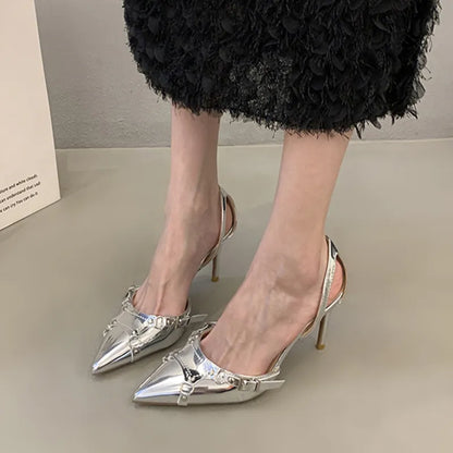 Metallic Buckled Heels