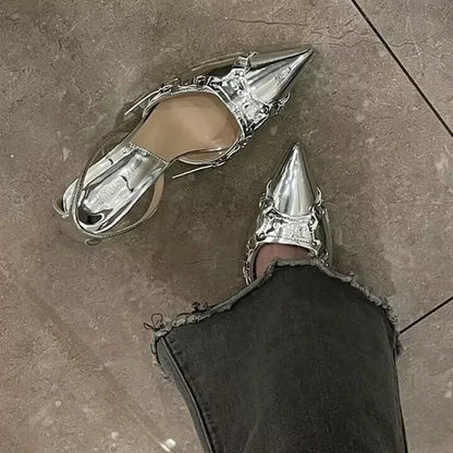 Metallic Buckled Heels