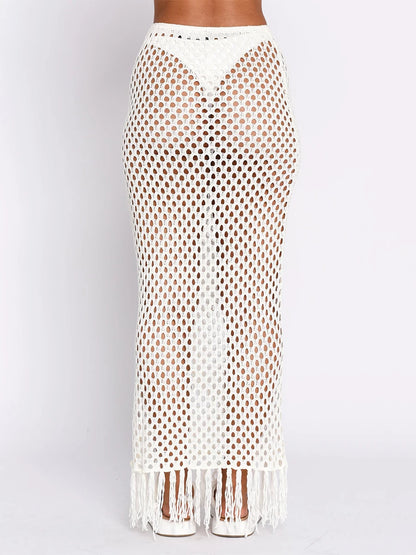 Mesh Tasseled Beach Skirt