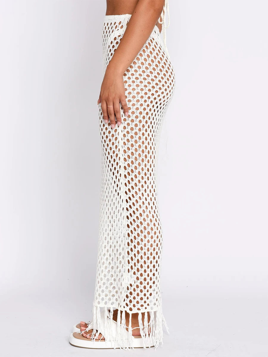 Mesh Tasseled Beach Skirt
