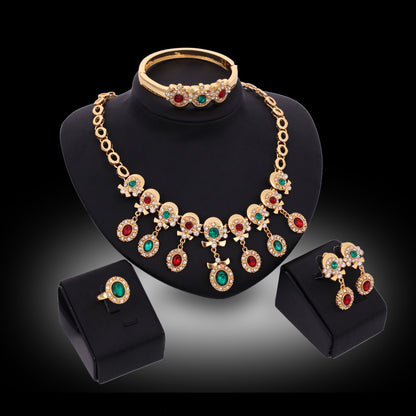 Multicolored Diamond Necklace Jewelry Set