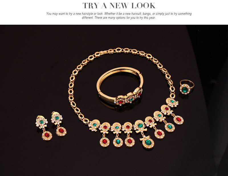 Multicolored Diamond Necklace Jewelry Set